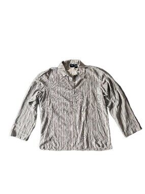 SILK ICON 100% Silk Striped Long Sleeve Top Shirt Size L